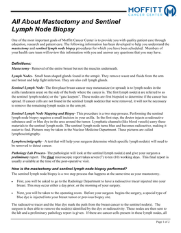 About Mastectomy and Sentinel Lymph Node Biopsy