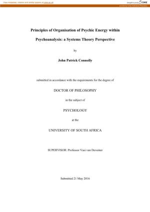 Principles of Organisation of Psychic Energy Within Psychoanalysis
