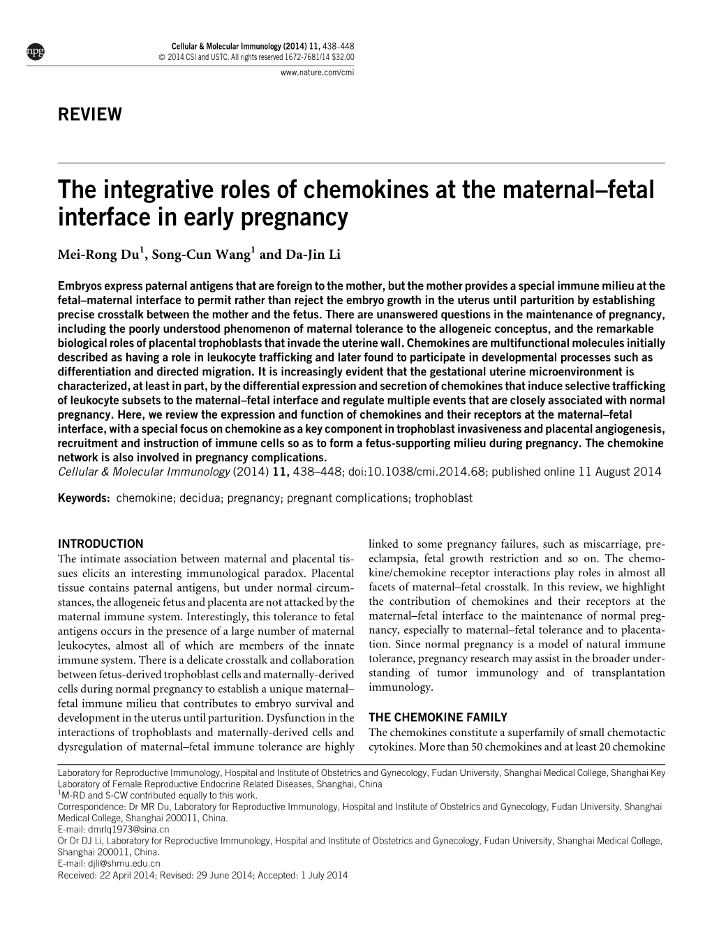 the-integrative-roles-of-chemokines-at-the-maternal-fetal-interface-in