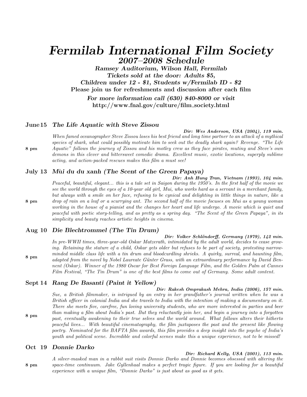 Fermilab International Film Society