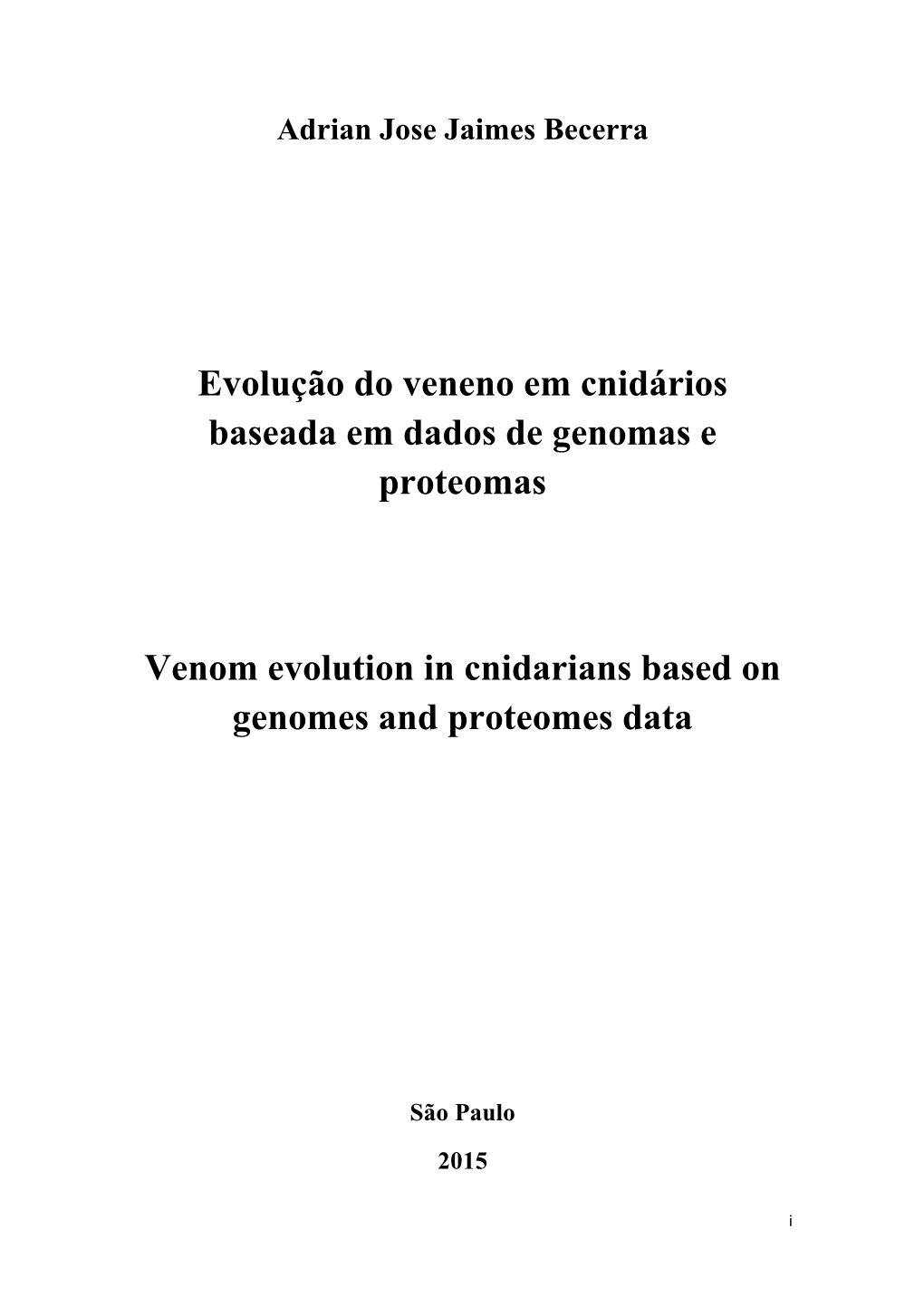 Evolução Do Veneno Em Cnidários Baseada Em Dados De Genomas E Proteomas