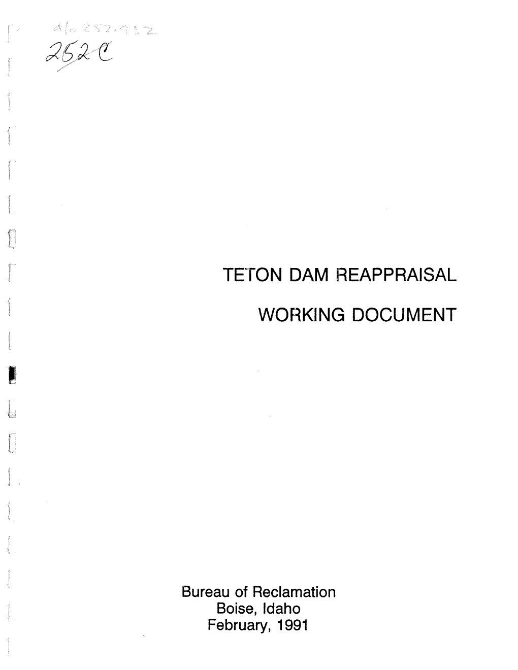 Teton Dam Reappraisal Working Document