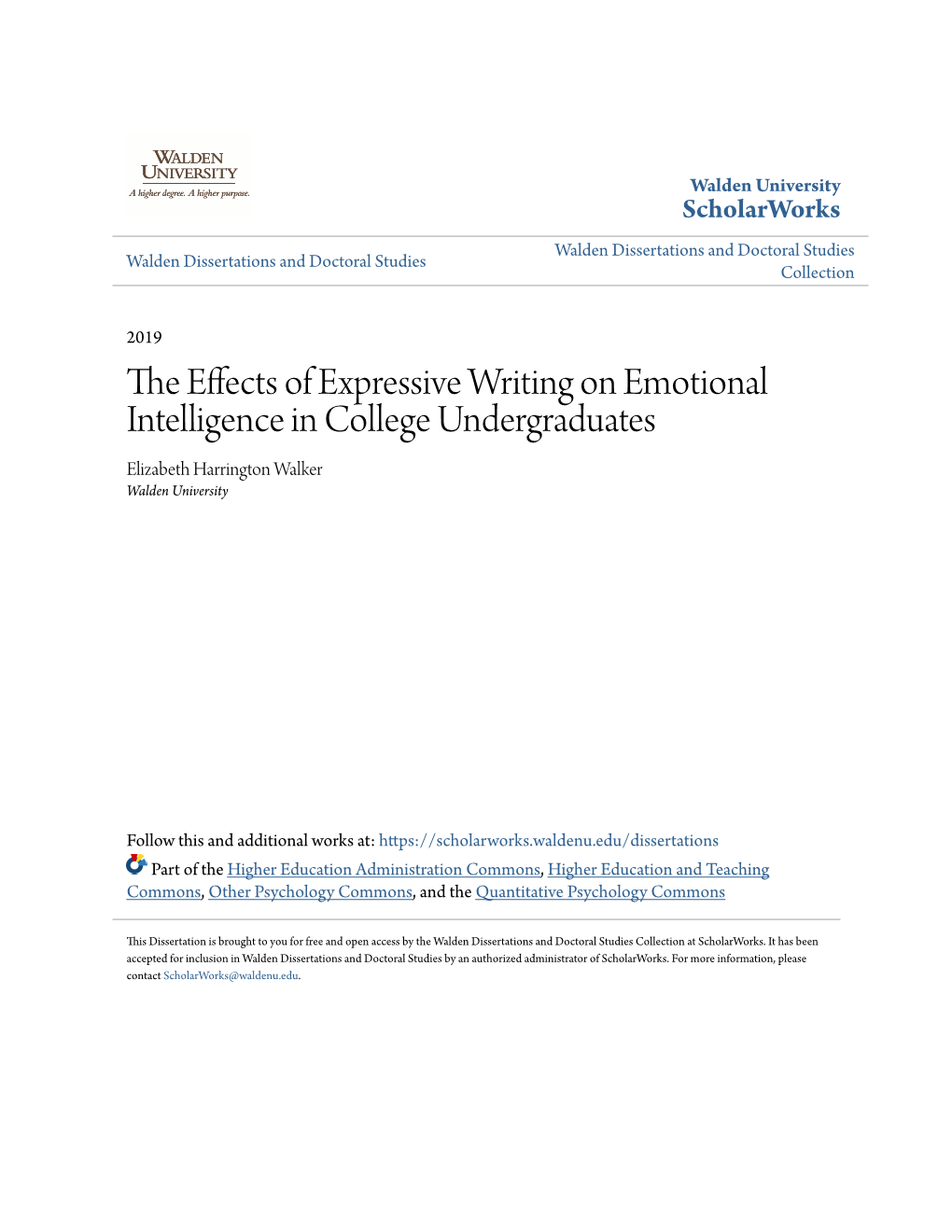 The Effects of Expressive Writing on Emotional Intelligence in College Undergraduates