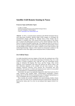 Satellite SAR Remote Sensing in Nasca