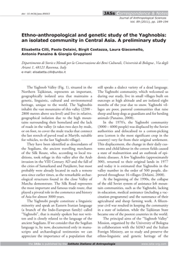 Ethno-Anthropological and Genetic Study of the Yaghnobis: an Isolated Community in Central Asia