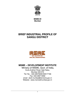 Brief Industrial Profile of Sangli District