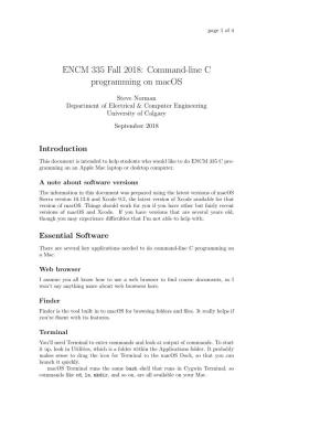 ENCM 335 Fall 2018: Command-Line C Programming on Macos