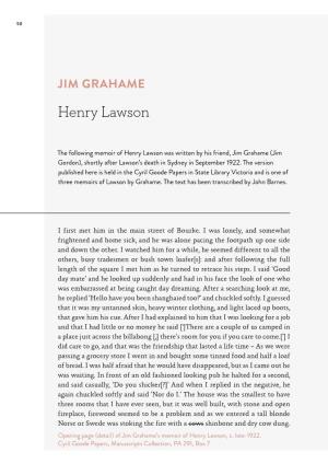 Jim Grahame – Henry Lawson