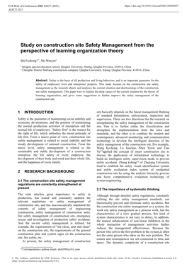 Study on Construction Site Safety Management from the Perspective of Learning Organization Theory