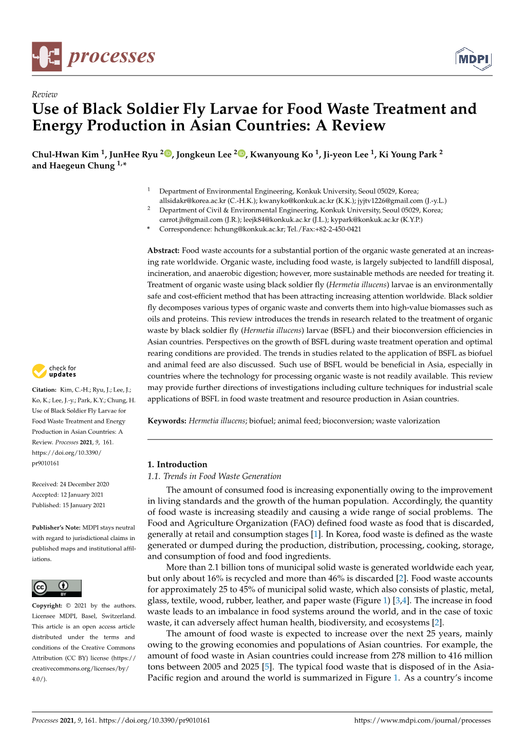 Use of Black Soldier Fly Larvae for Food Waste Treatment and Energy Production in Asian Countries: a Review