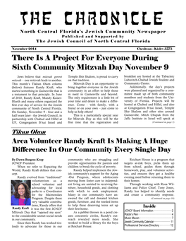 The Chronicle North Central Florida’S Jewish Community Newspaper Published and Supported by the Jewish Council of North Central Florida