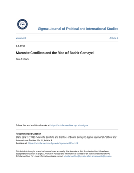 Maronite Conflicts and the Rise of Bashir Gemayel