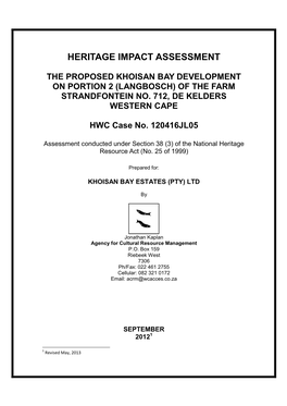 Report Khoisan Bay Development Final HIA Report
