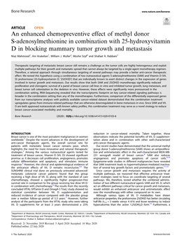 An Enhanced Chemopreventive Effect of Methyl Donor S-Adenosylmethionine in Combination with 25-Hydroxyvitamin D in Blocking Mammary Tumor Growth and Metastasis