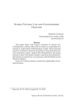 Suárez, Natural Law and Contemporary Criticism