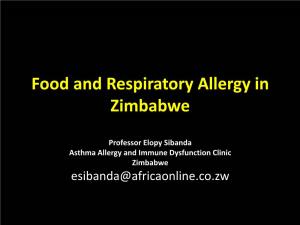 Food and Respiratory Allergy in Zimbabwe