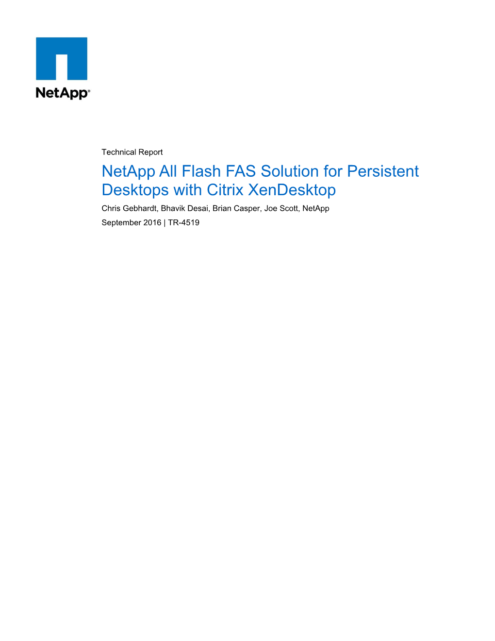 TR-4342—Netapp All-Flash FAS Xendesktop Solution for Persistent