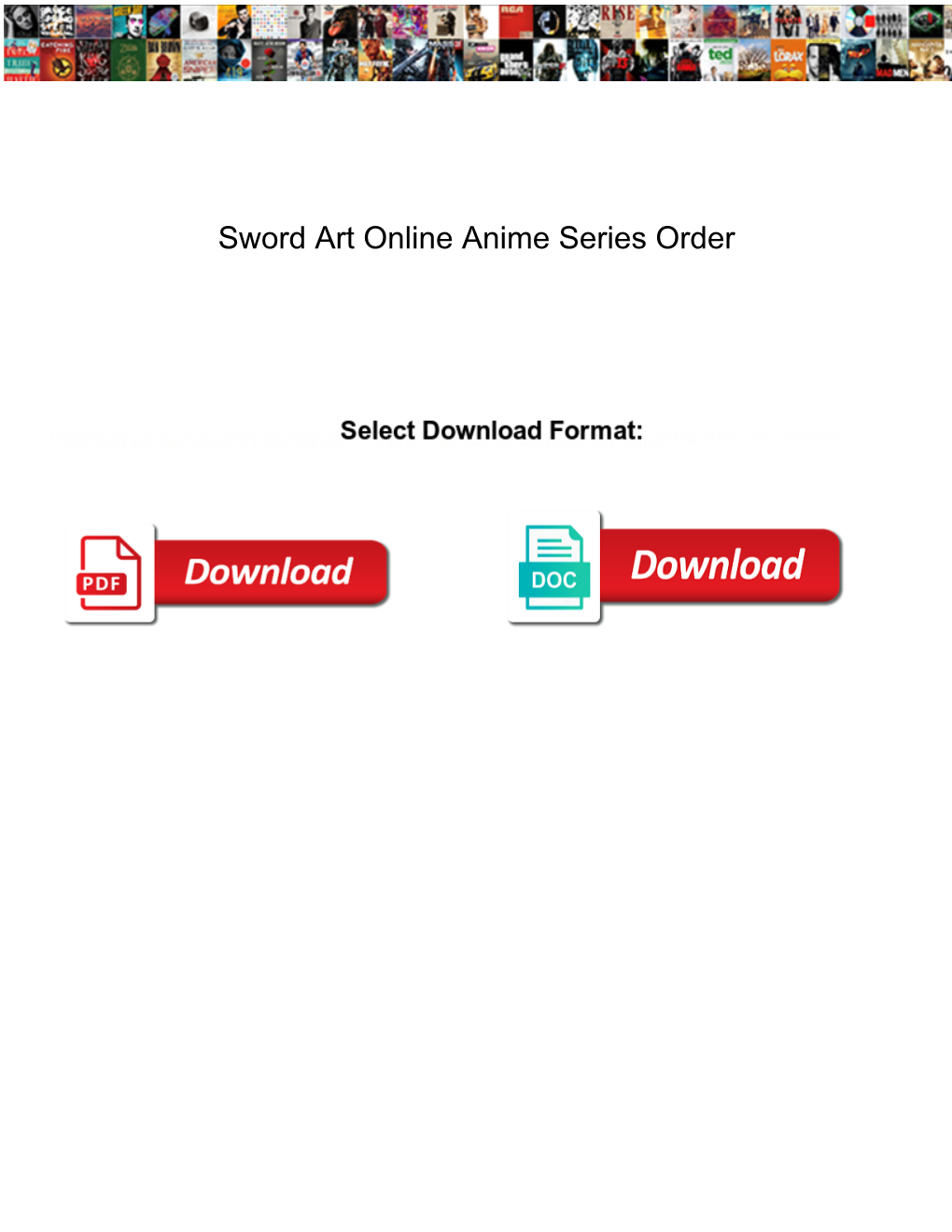 Sword Art Online Anime Series Order