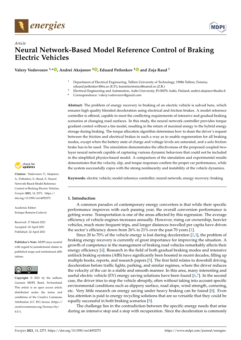 Neural Network-Based Model Reference Control of Braking Electric Vehicles