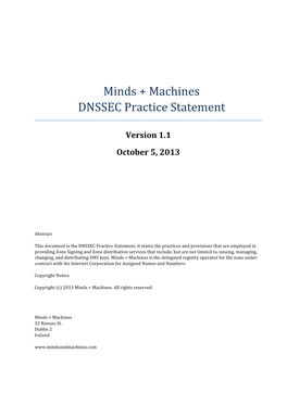 Minds!+!Machines! DNSSEC!Practice!Statement!!