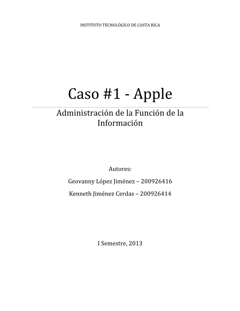 Caso #1 - Apple Administración De La Función De La Información