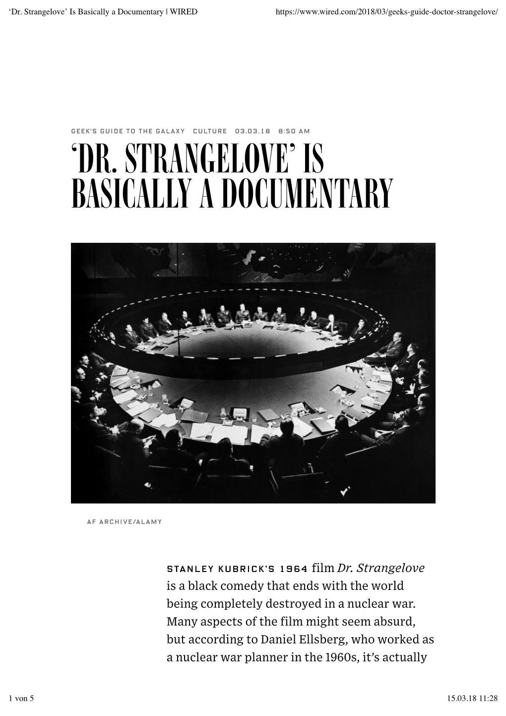 Dr. Strangelove’ Is Basically a Documentary | WIRED