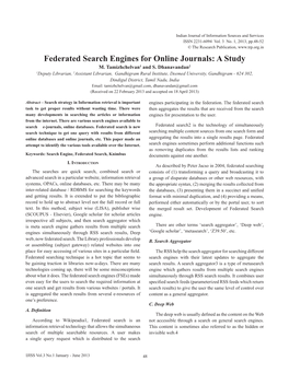 Federated Search Engines for Online Journals: a Study M
