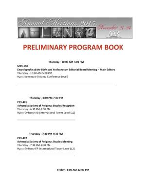 Preliminary Program Book