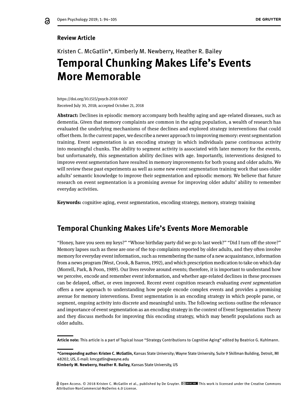 Temporal Chunking Makes Life's Events More Memorable