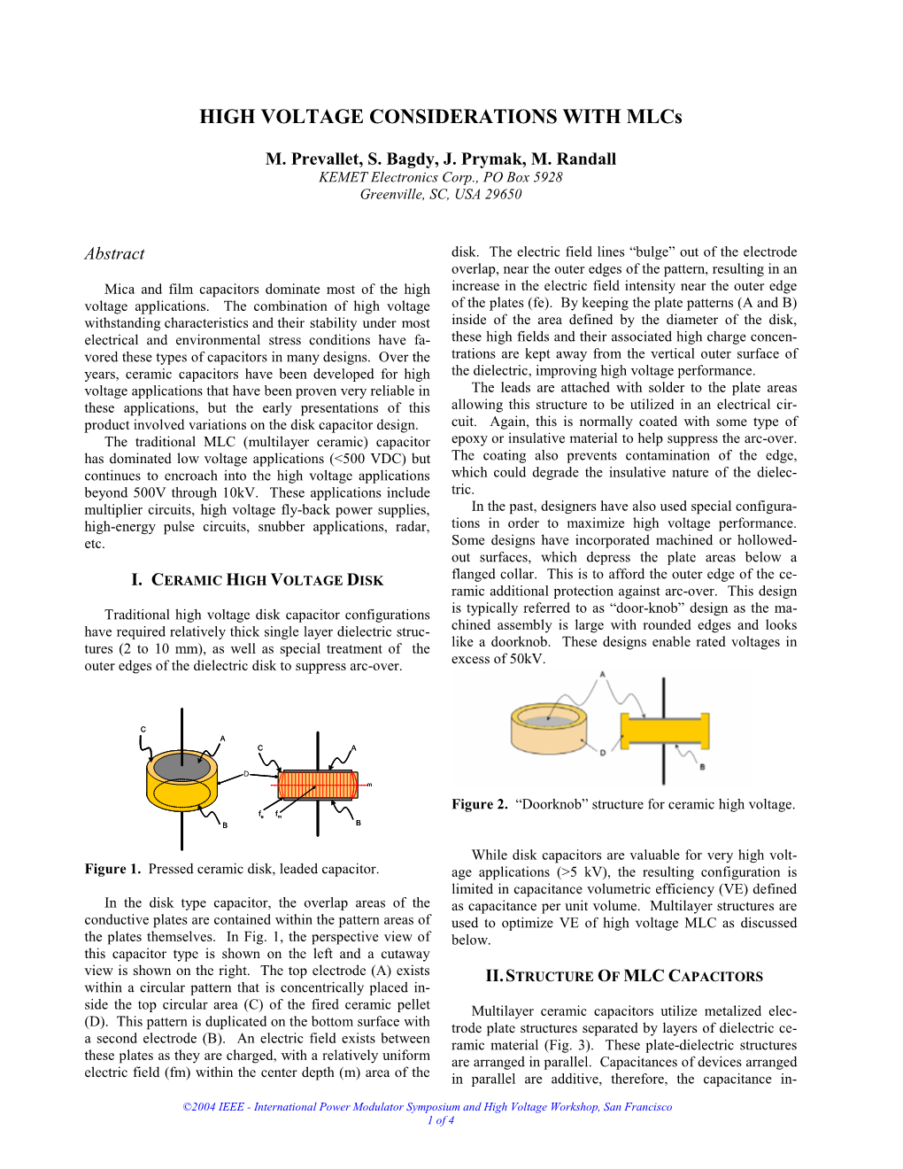 HIGH VOLTAGE CONSIDERATIONS with Mlcs