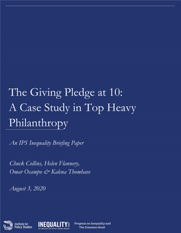 The Giving Pledge at 10: a Case Study in Top Heavy Philanthropy