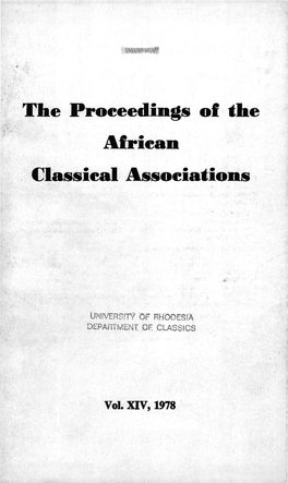 The Proeeedings of the Afriean Classieal Assoeiations