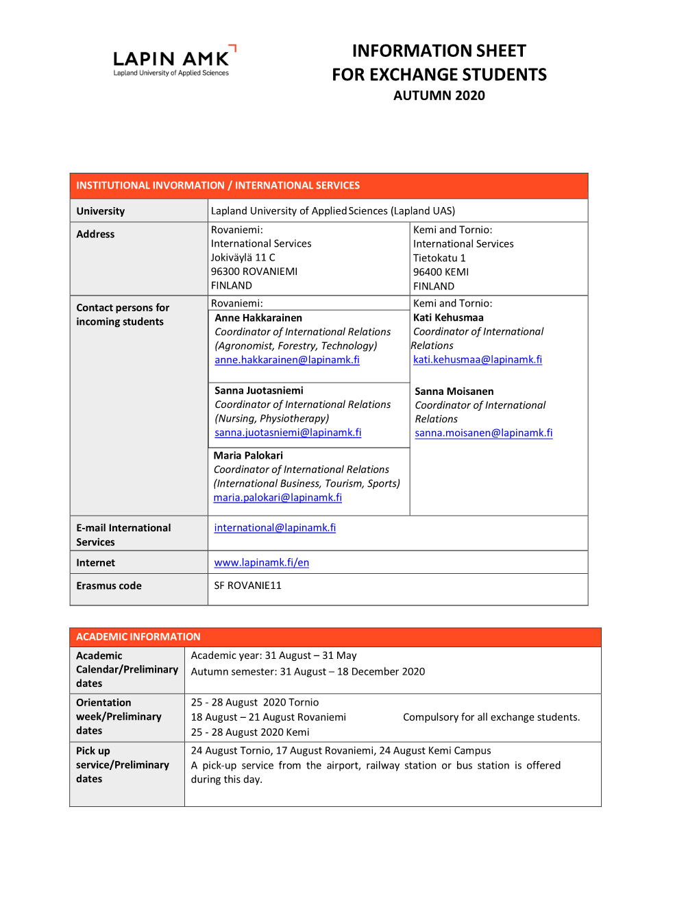 Exchange Program Fact Sheet