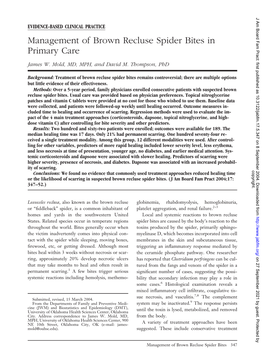 Management of Brown Recluse Spider Bites in Primary Care