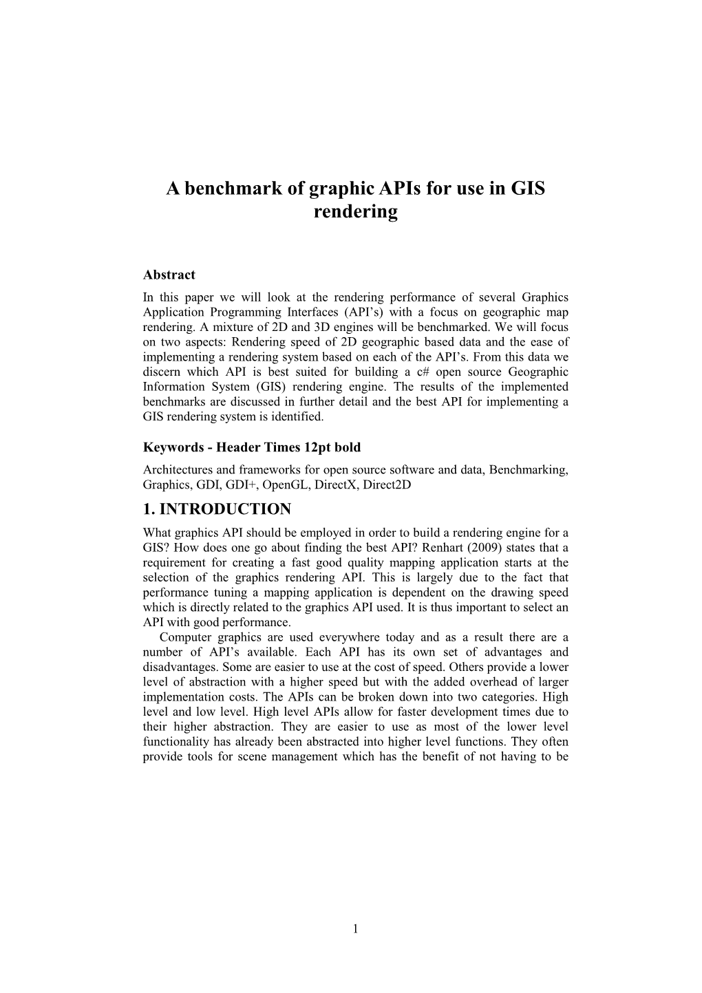 A Benchmark of Graphic Apis for Use in GIS Rendering