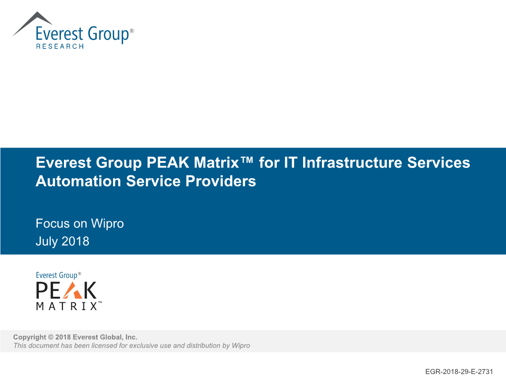 Everest Group PEAK Matrix™ for IT Infrastructure Services Automation Service Providers