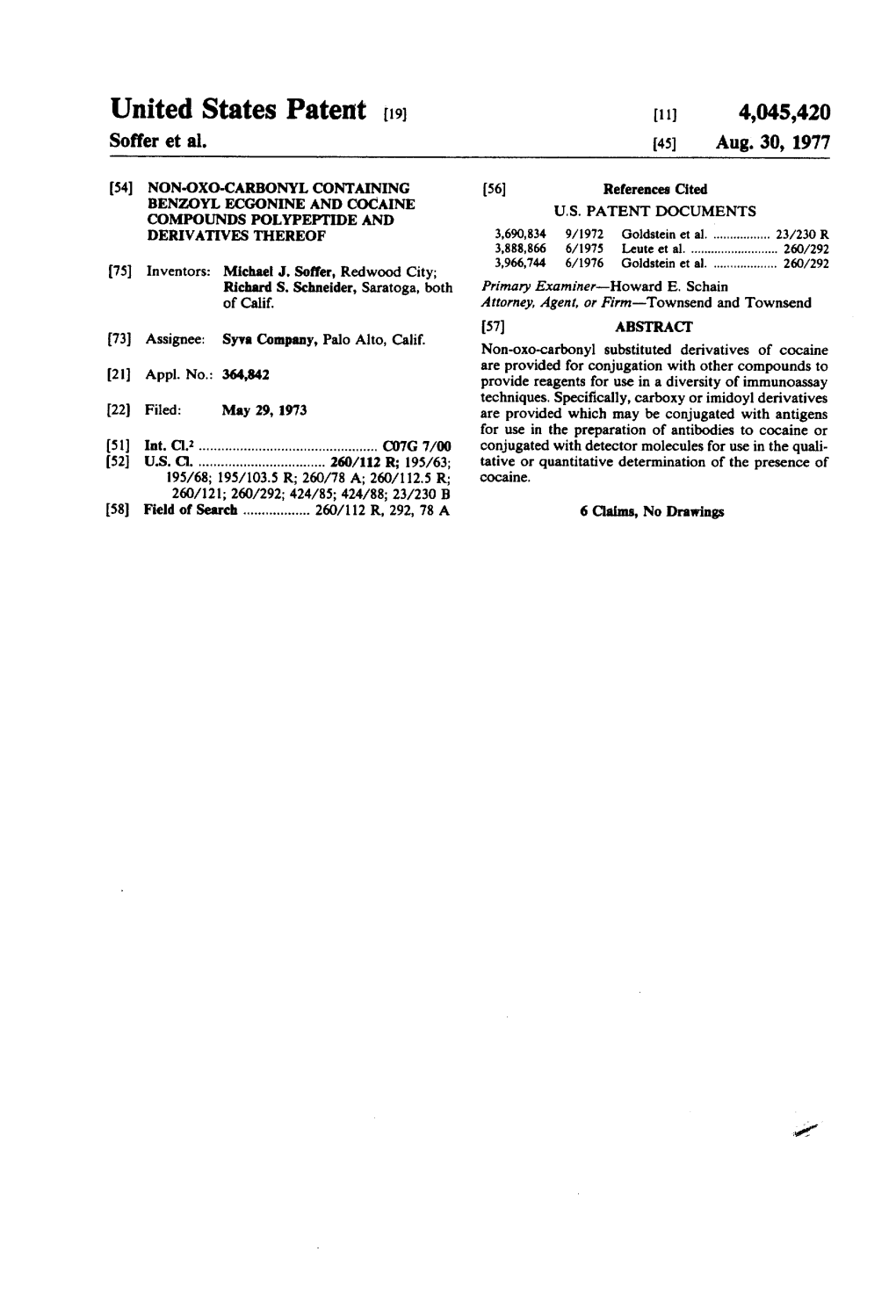 United States Patent [191 [L 1] 4,045,420 Softer Et A1