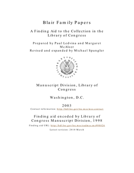 Blair Family Papers