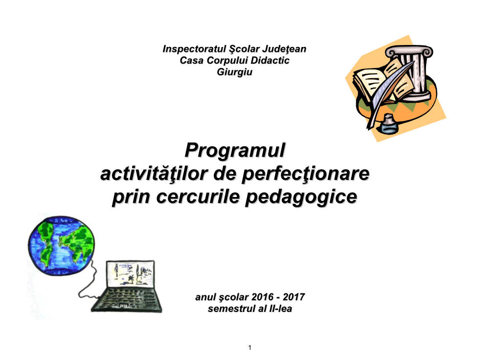 Programul Activităţilor De Perfecţionare Prin Cercurile Pedagogice