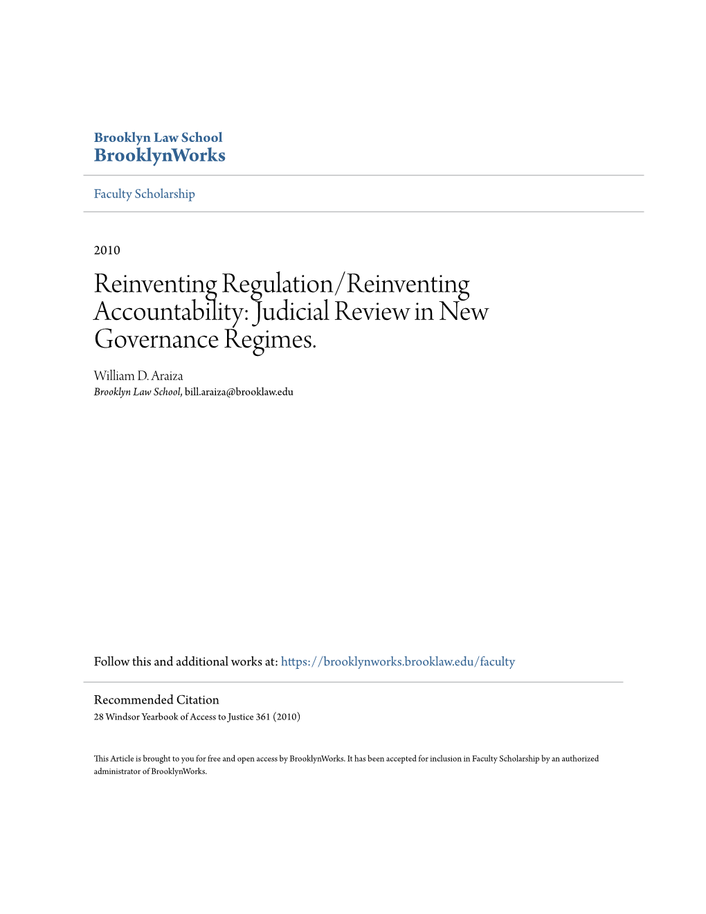 Judicial Review in New Governance Regimes. William D