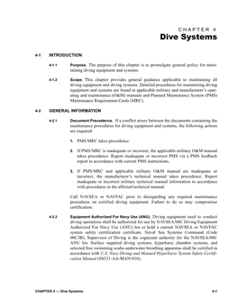 Dive Systems 4-1 the Publication for Continuation of Certification Handbook for U.S