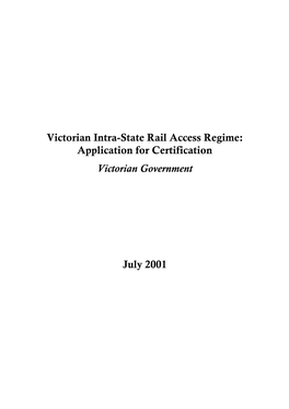 Application for Certification of the Victorian Intra-State Rail Access