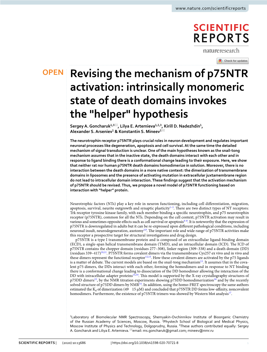 Intrinsically Monomeric State of Death Domains Invokes the "Helper" Hypothesis Sergey A