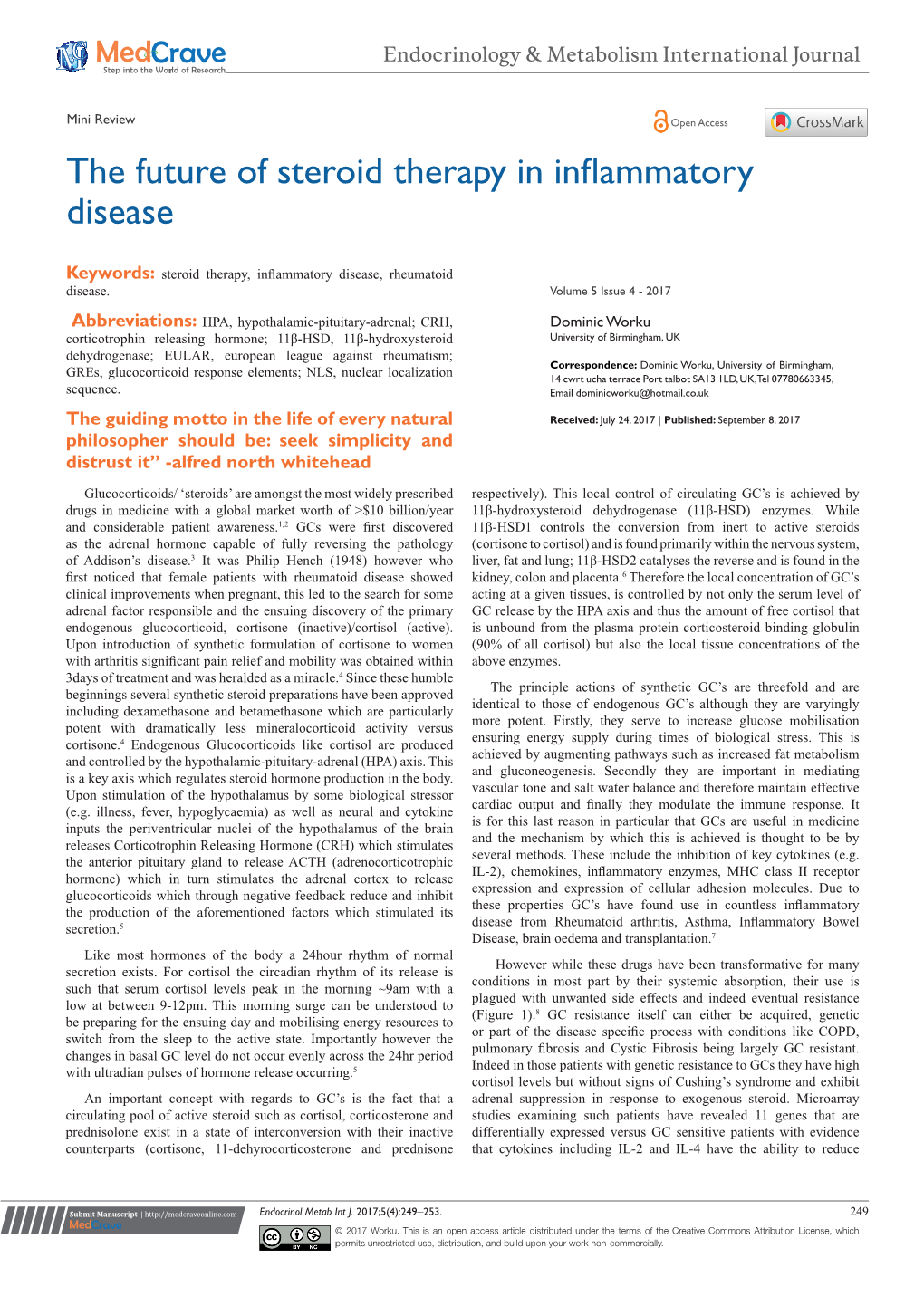 The Future of Steroid Therapy in Inflammatory Disease