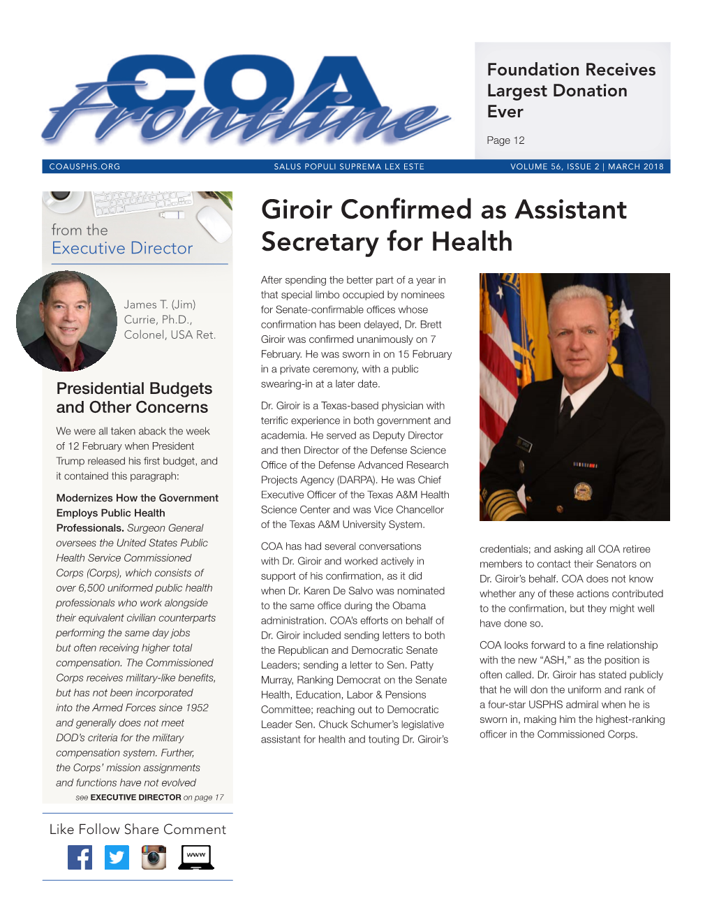 Giroir Confirmed As Assistant Secretary for Health