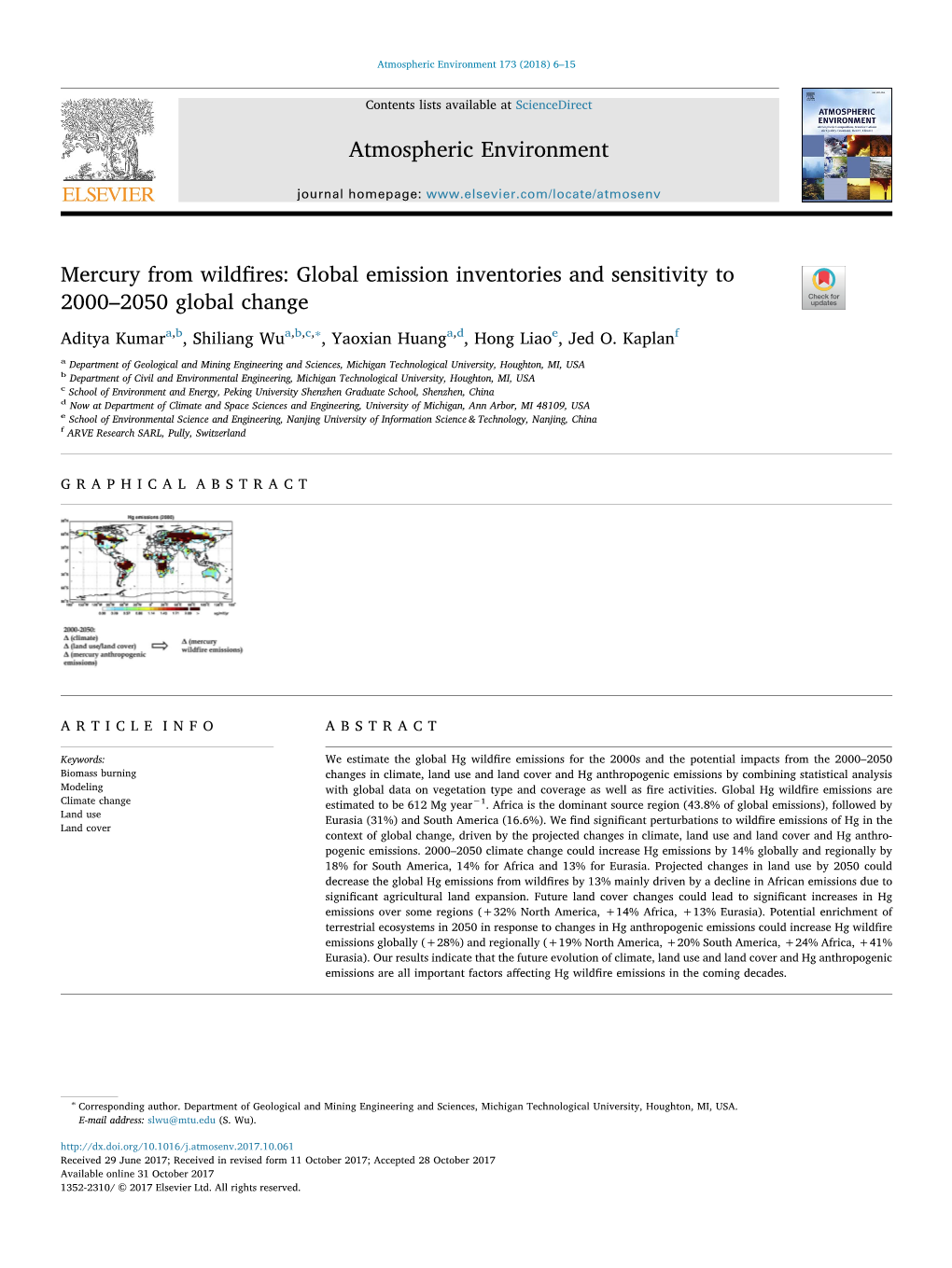 Mercury from Wildfires Global Emission Inventories and Sensitivity to 2000–2050 Global Change