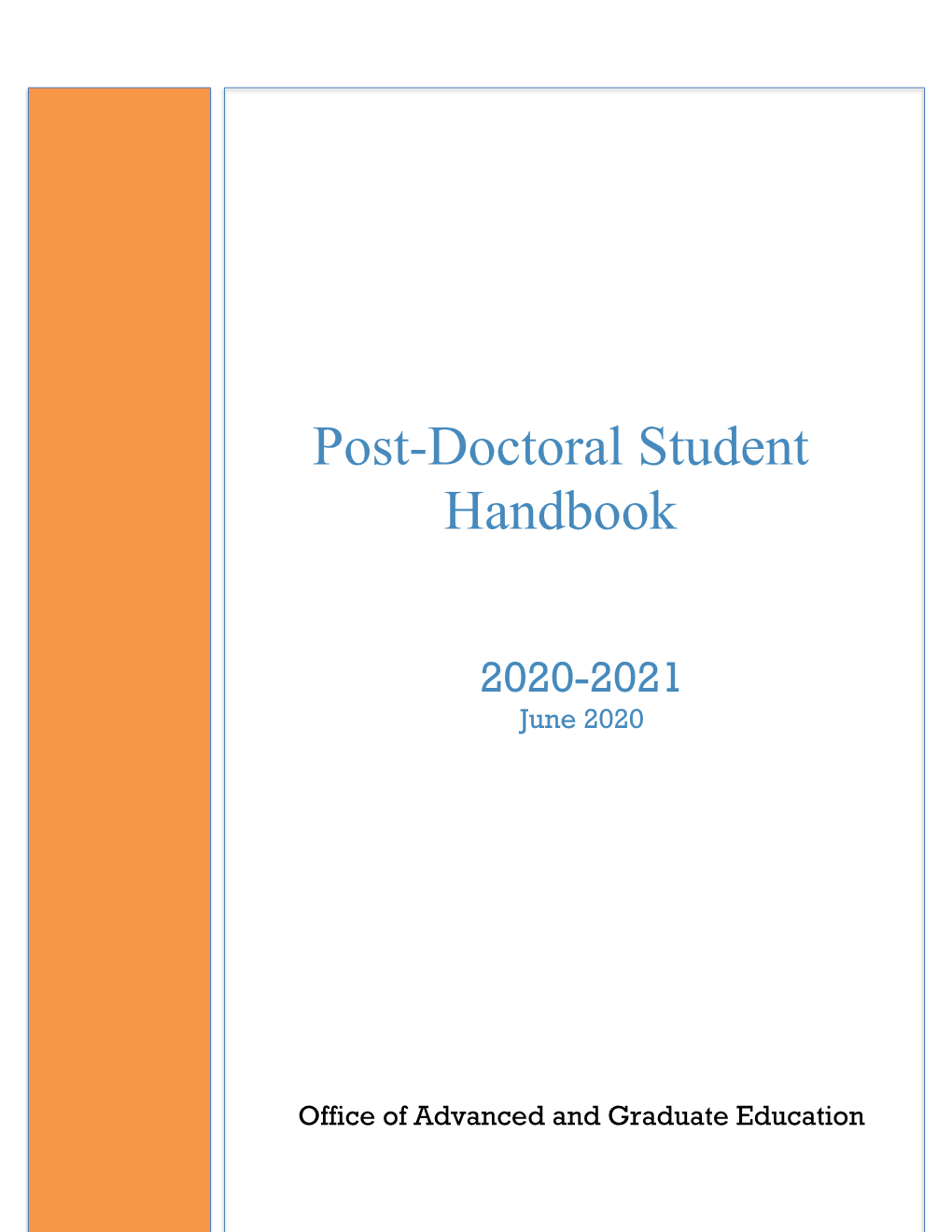 Post-Doctoral Student Handbook