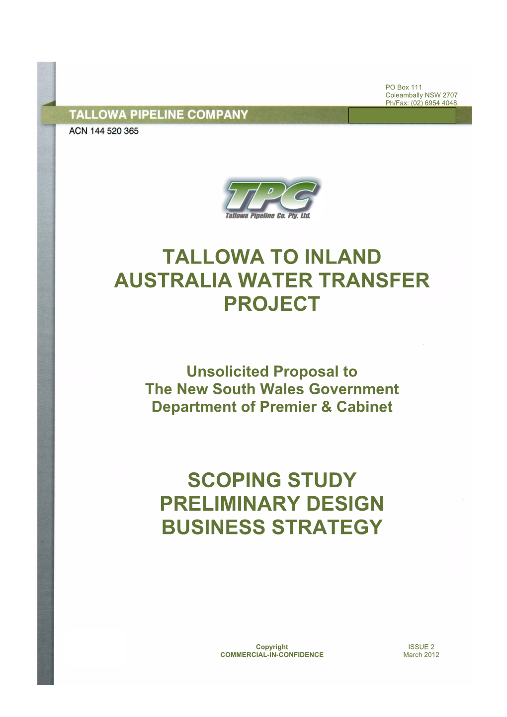 Tallowa to Inland Australia Water Transfer Project