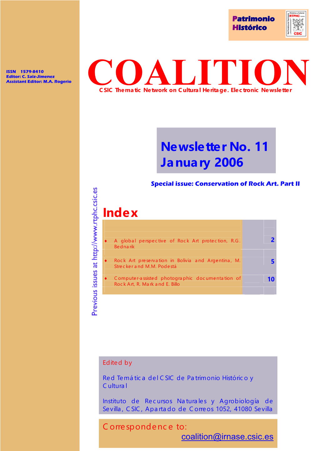Newsletter No. 11 January 2006 Index