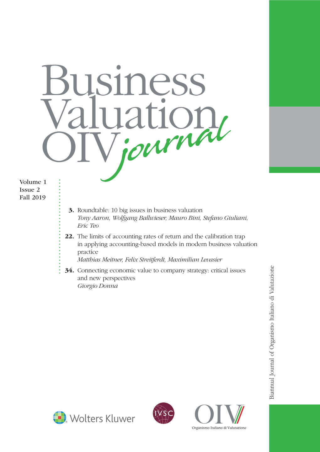 Business Valuation Journal Vol.1 Issue 2 Fall 2019.Pdf